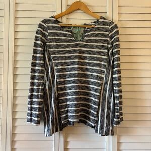 Anthropologie Black and White Striped Long Sleeve Top